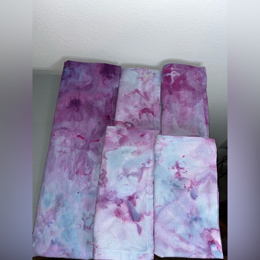 Handmade 5Pc Tie Dye Rags Set 100 Percent Cotton Multi Use Cleaning Cloths Pink